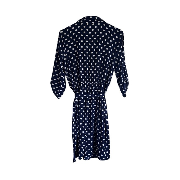 Emma‎ & Michele Women's Sml Navy Blue White Polka Dot Shirt Dress 3/4 Tab Sleeve - Picture 3 of 8
